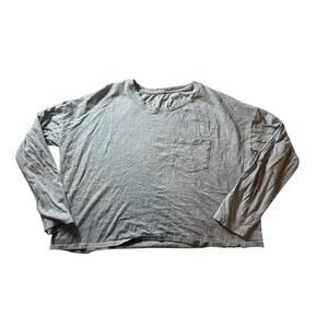 Everlane Women's Long Sleeve Grey T-Shirt Grey Pocket XL 100% Cotton